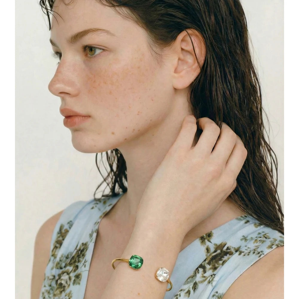 Crystal Geometric Bracelet — Gold-Plated Stainless Steel with Crystal · PS1121
