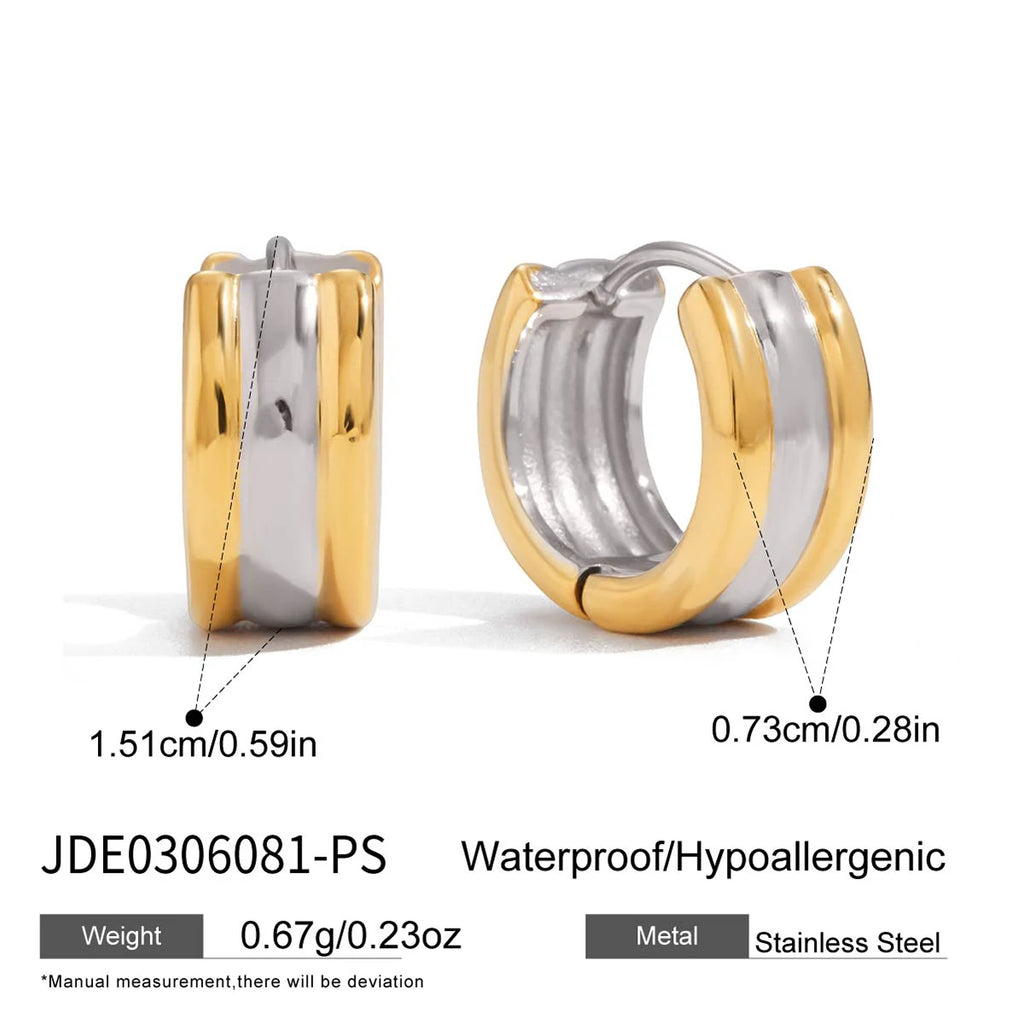 Two-Tone Crystal Hoop Earrings — Stainless Steel · PS118