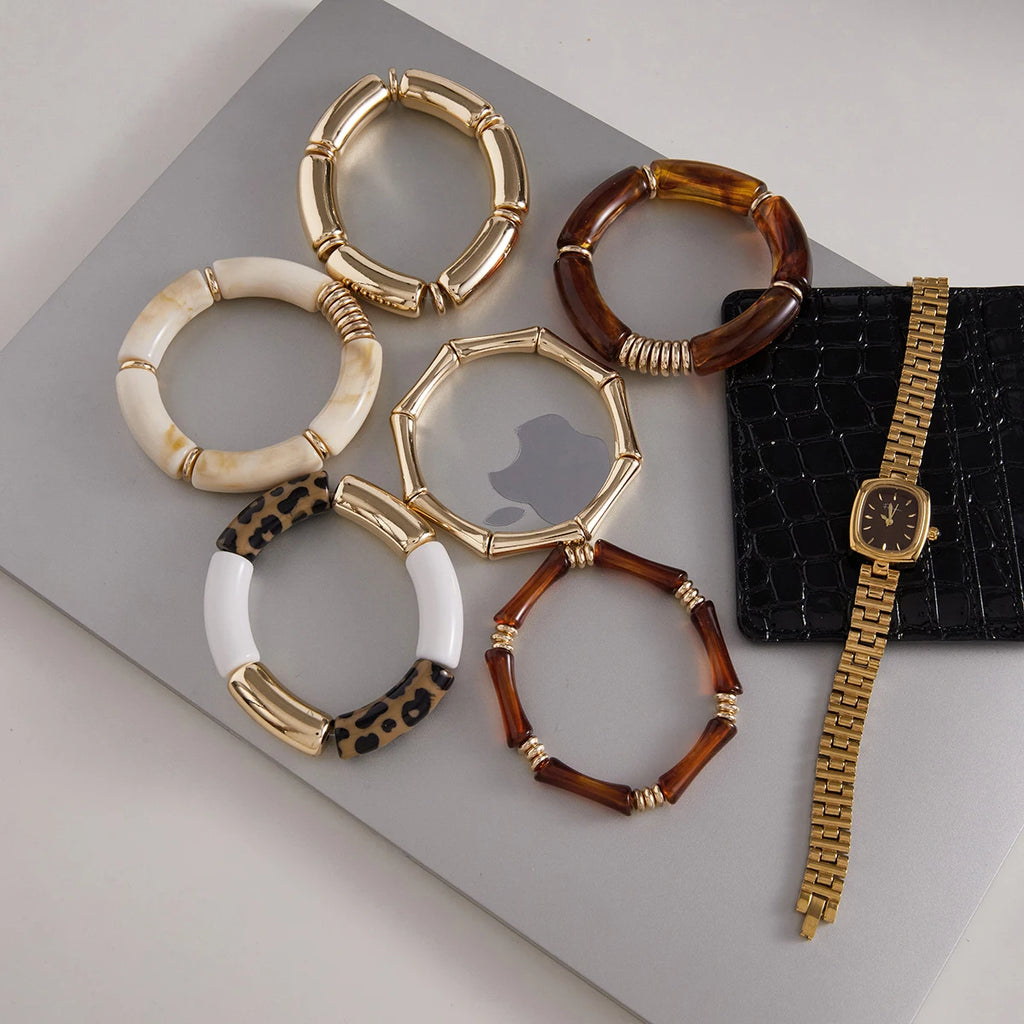 Resin Bangle Bracelet Stack — Stainless Steel · PS037