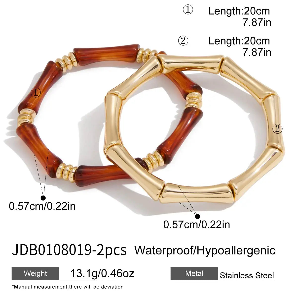 Resin Bangle Bracelet Stack — Stainless Steel