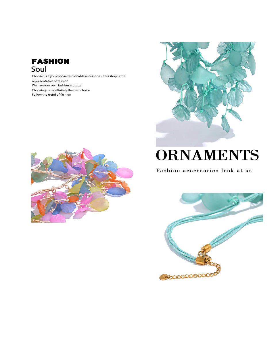 Resin multi-color y2k necklace in gold-plated stainless steel with resin.