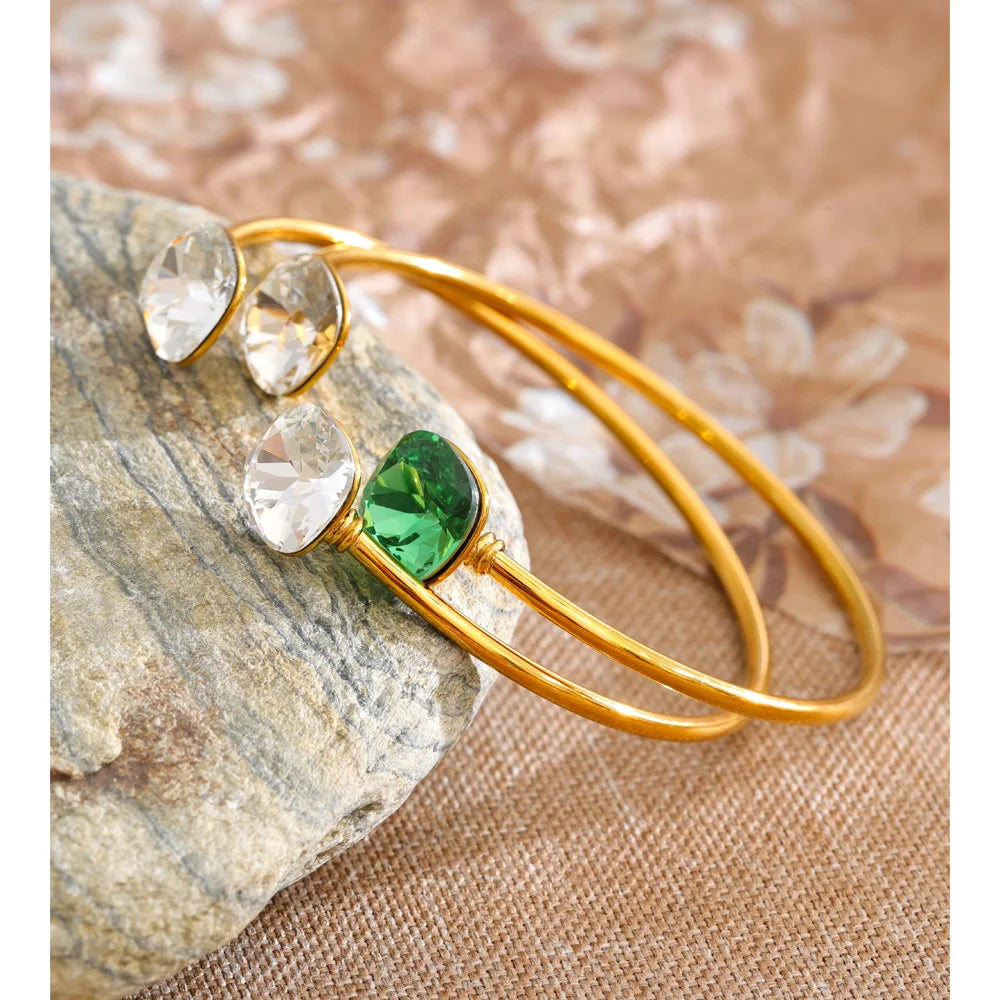 Crystal Geometric Bracelet — Gold-Plated Stainless Steel with Crystal · PS1121