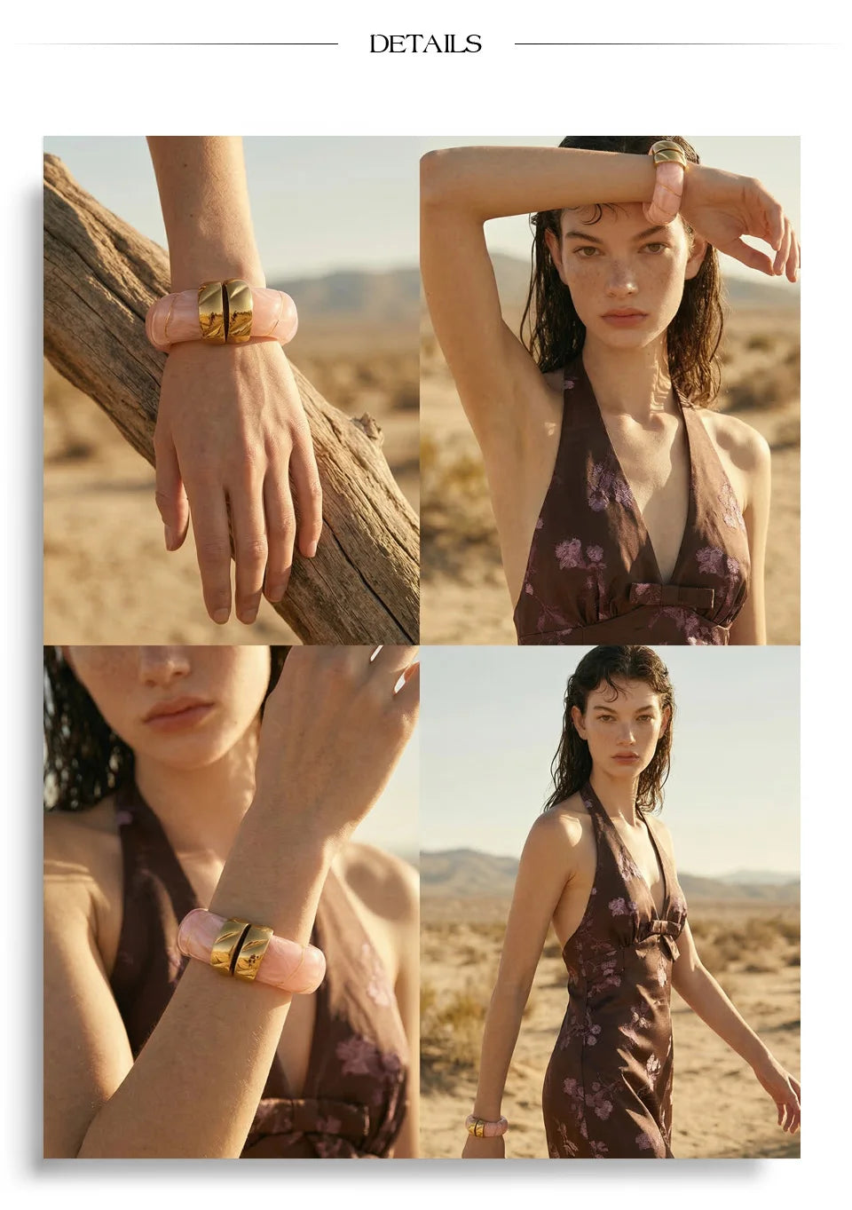 Resin Acrylic Geometric Bracelet — Gold-Plated Stainless Steel with Resin and Acrylic · PS1662