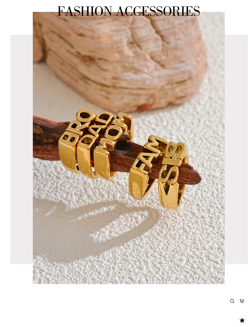 Geometric ring in 18K gold-plated stainless steel.