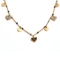 Crystal natural stone heart necklace in gold-plated stainless steel with natural stone and crystal.