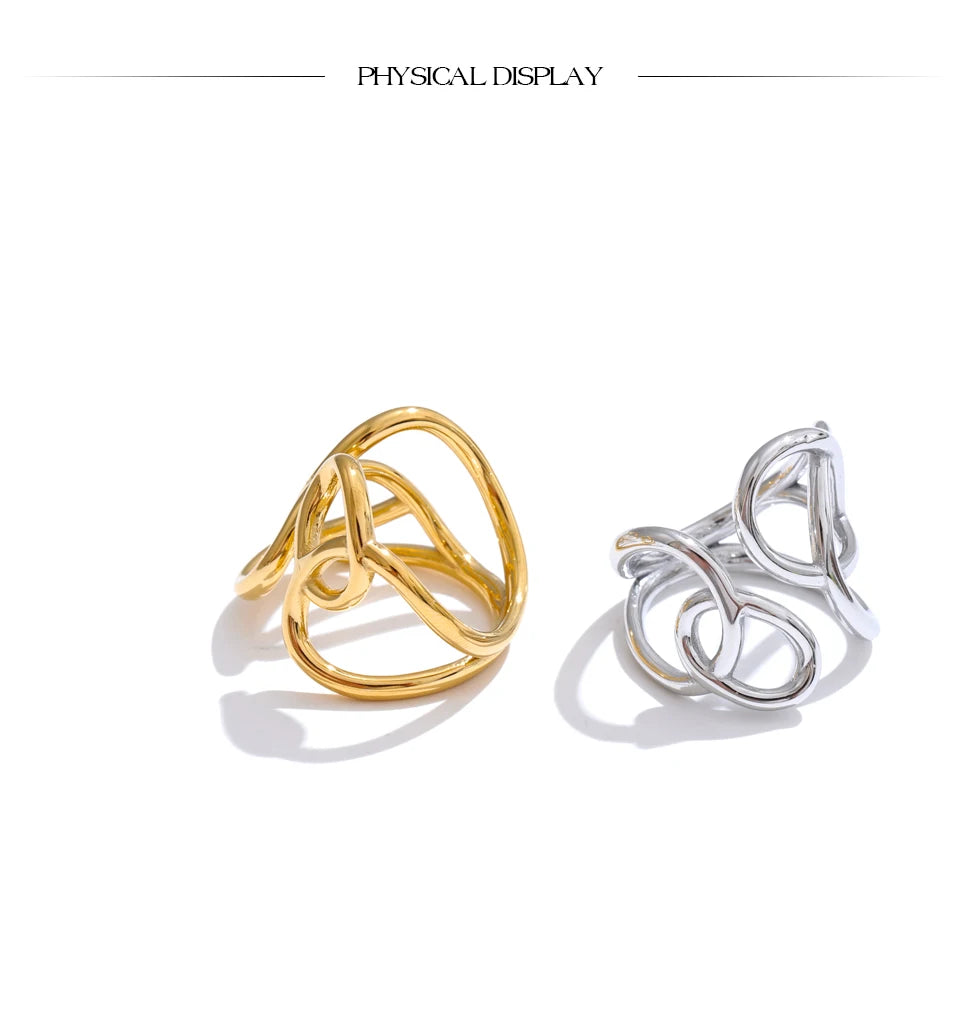 Geometric ring in gold-plated stainless steel.
