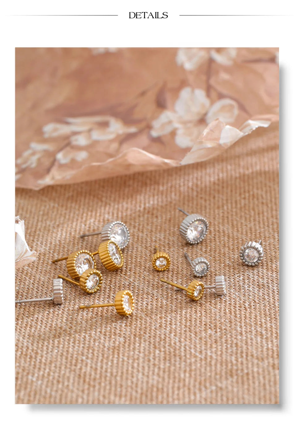 Cubic Zirconia Geometric Earrings — Gold-Plated Stainless Steel with Cubic Zirconia · PS1129