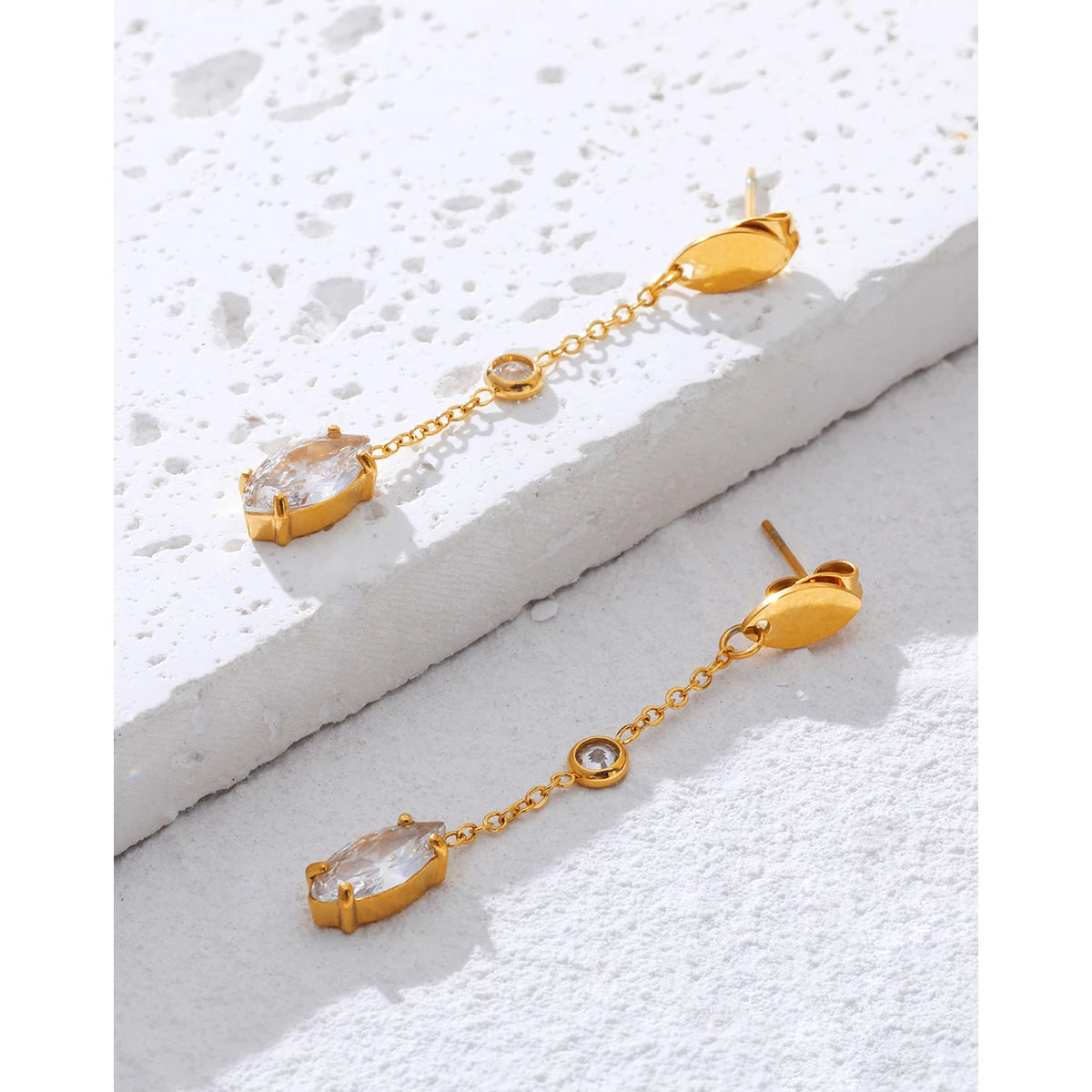 Drop Earrings Zircon Dangle — 316L Stainless Steel · PS451