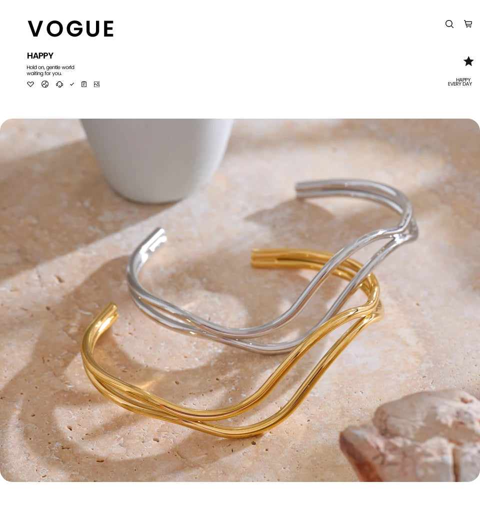 Geometric Layered Bracelet — Gold-Plated Stainless Steel · PS1626