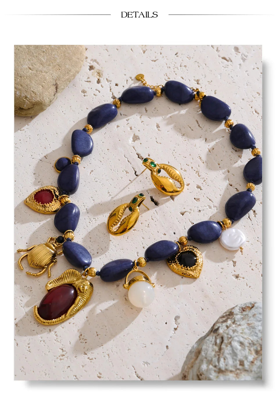 Blue Pearl Acrylic Earrings — Gold-Plated Stainless Steel with Pearl and Acrylic · PS2013