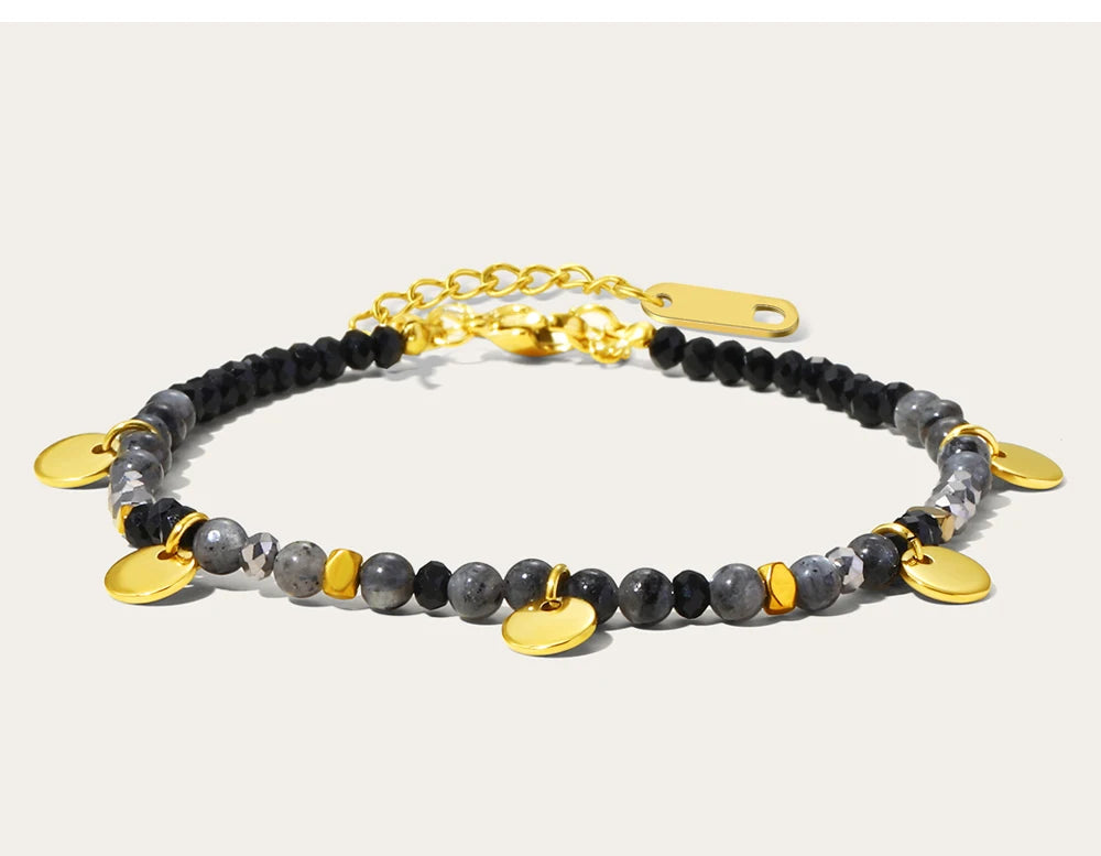 Colorful Natural Stone Beaded Bracelet — 316L Stainless Steel · PS476