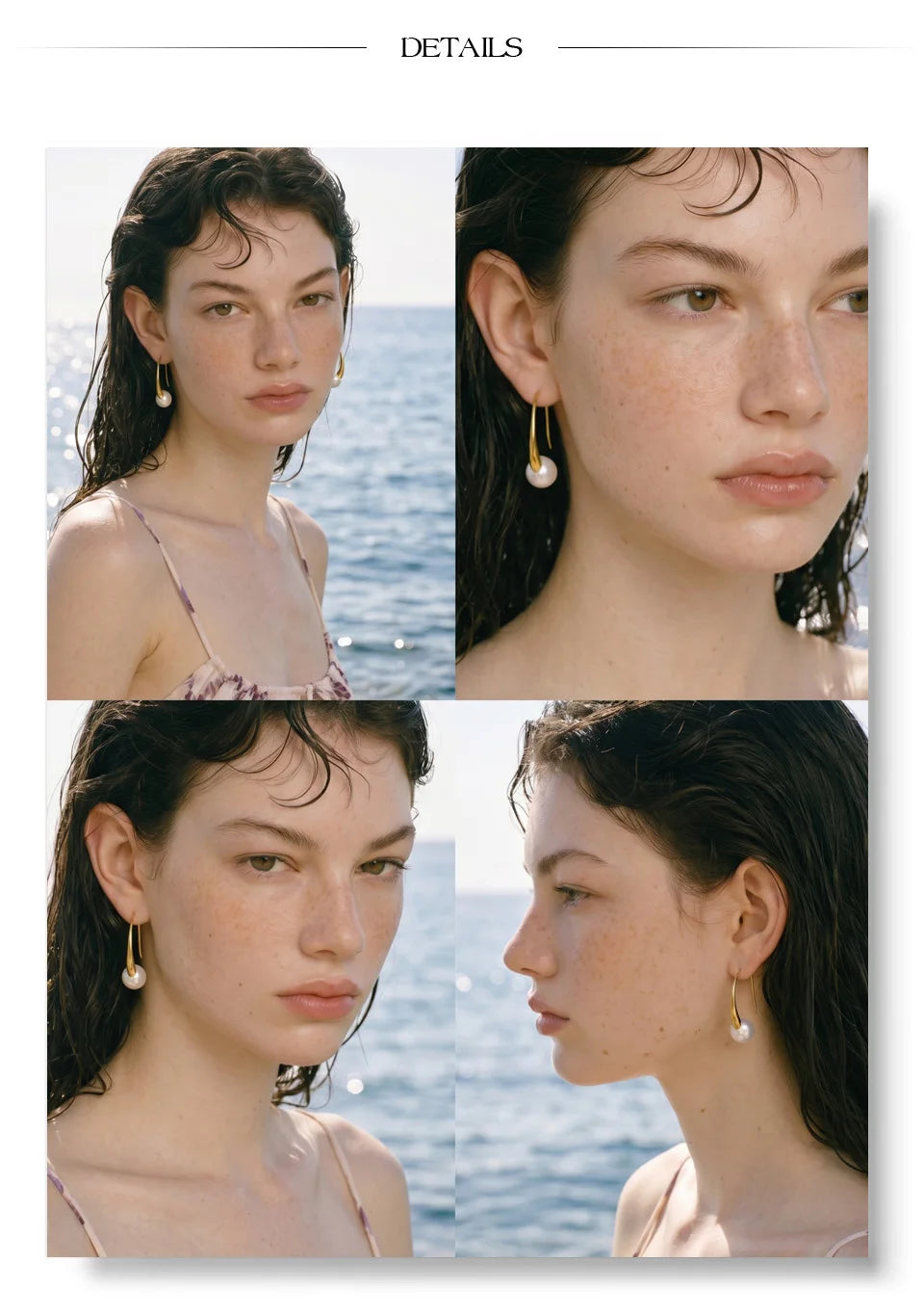 Pearl geometric earrings in gold-plated stainless steel with pearl.