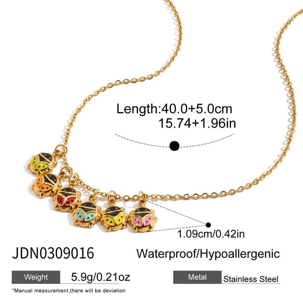 Green Stone Charm Necklace — Stainless Steel · PS179