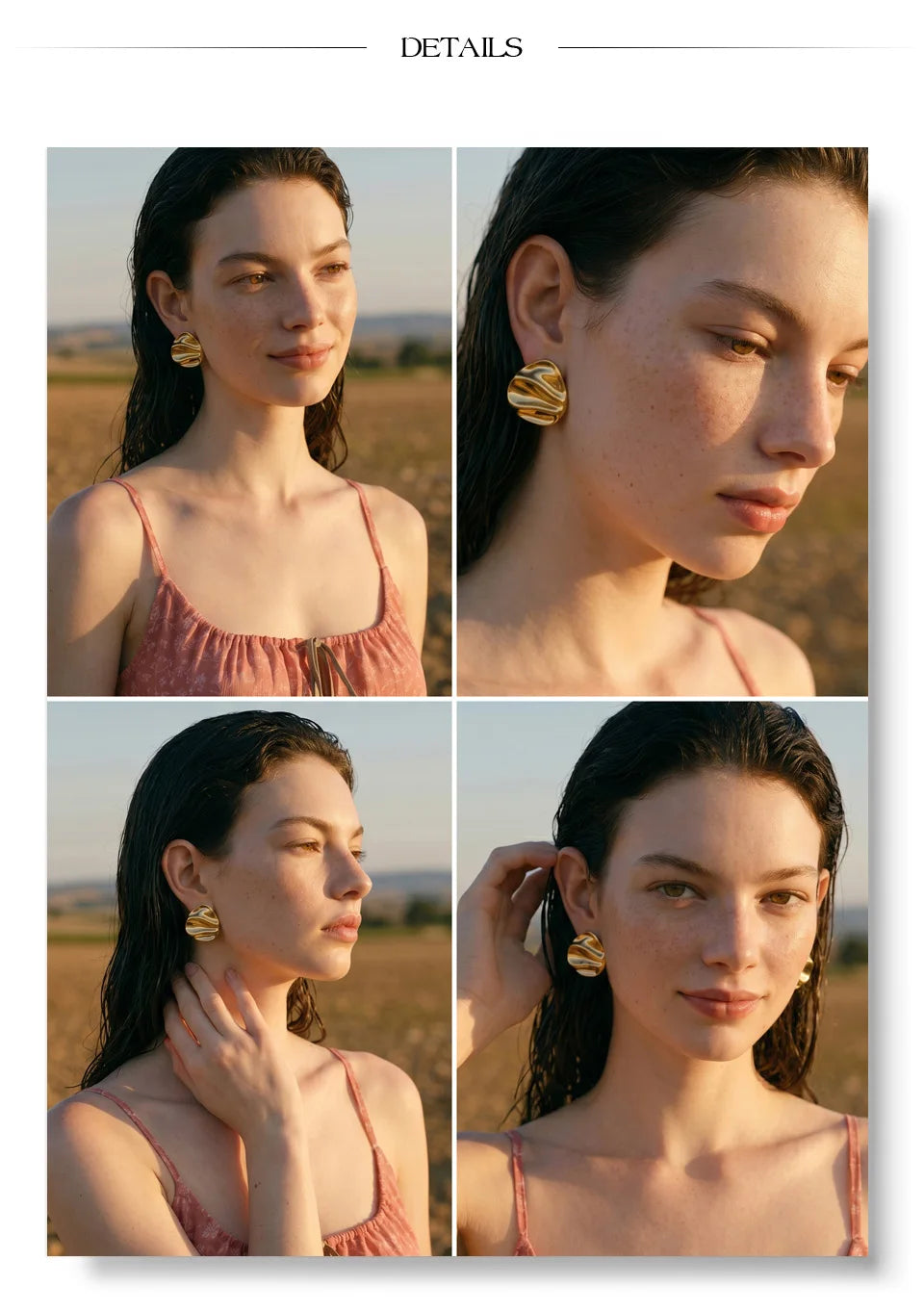 Geometric earrings in gold-plated stainless steel.