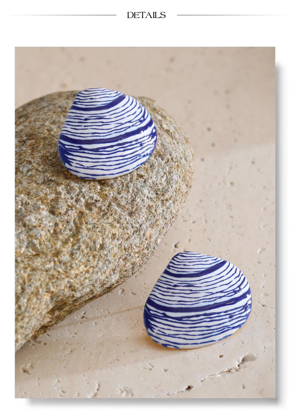 Shell enamel geometric earrings in gold-plated stainless steel with shell and enamel.