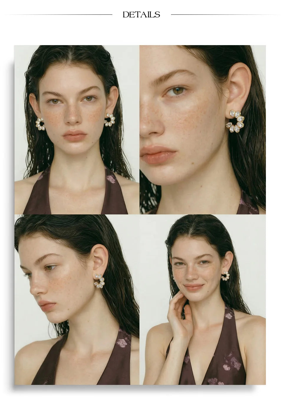 Cubic Zirconia Geometric Earrings — Gold-Plated Stainless Steel with Cubic Zirconia · PS1210