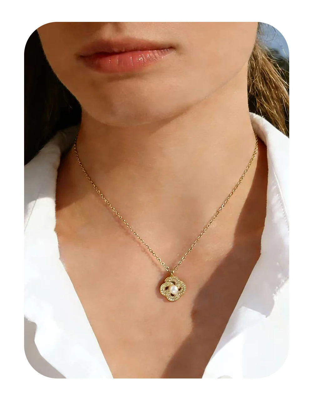 Crystal Pendant Necklace Vintage — 316L Stainless Steel · PS435