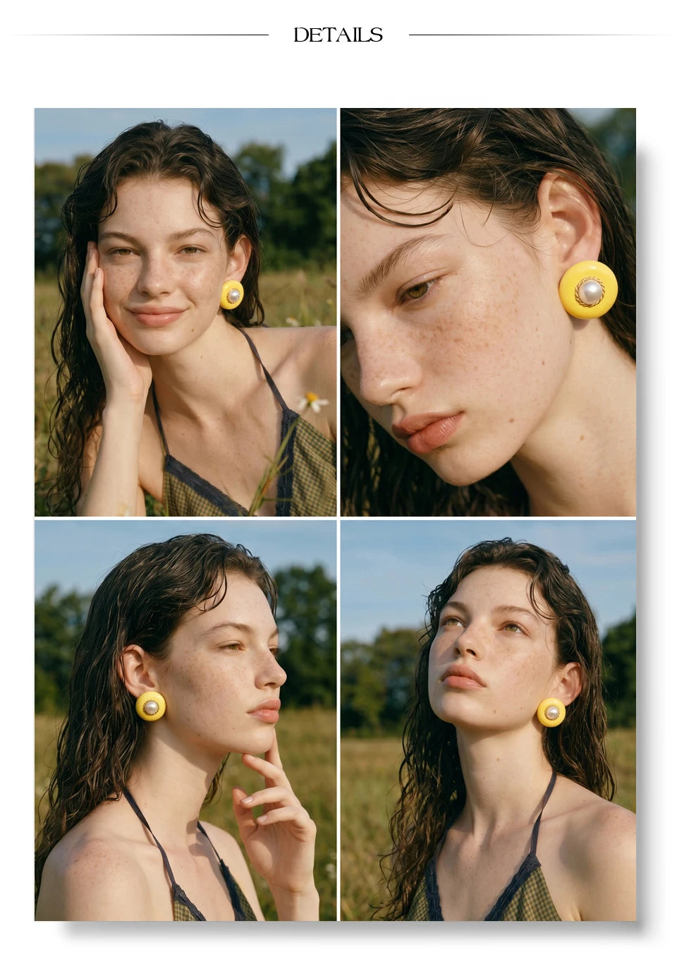 Pearl Enamel Multi-Color Earrings — Gold-Plated Stainless Steel with Pearl and Enamel · PS1521