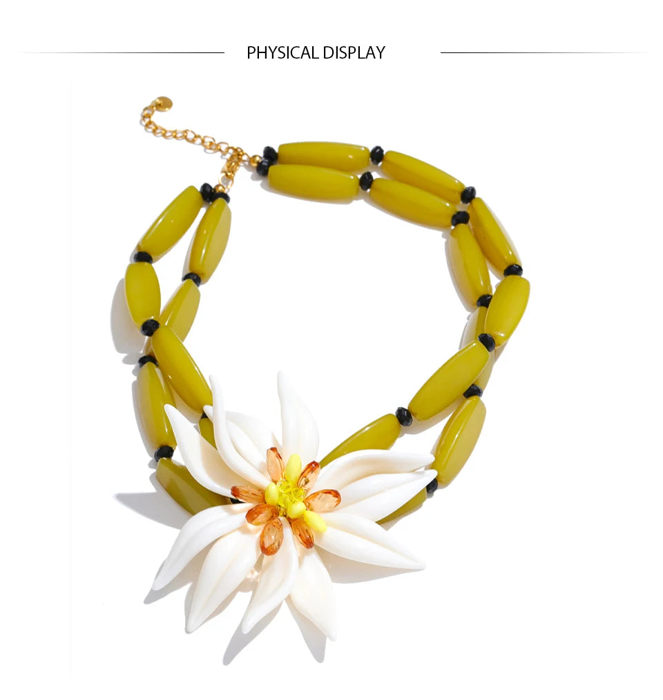 Acrylic Flower Earrings — Gold-Plated Stainless Steel with Acrylic · PS1594