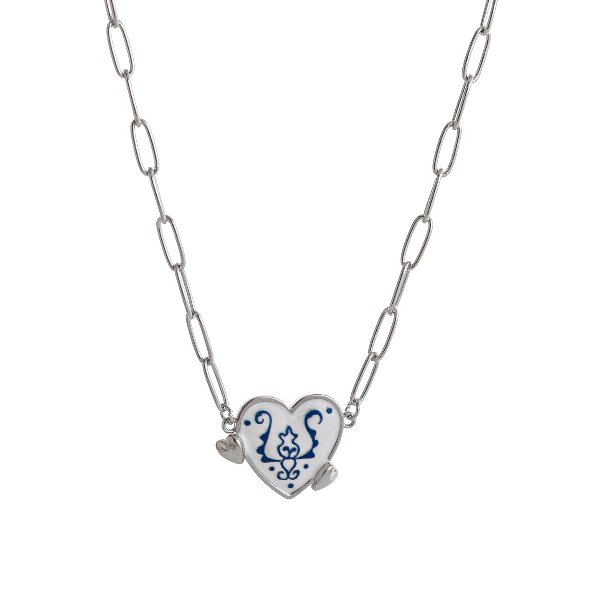Vintage necklace with one arrow piercing personalized flower pattern, paperclip chain, gold-plated and color preserving