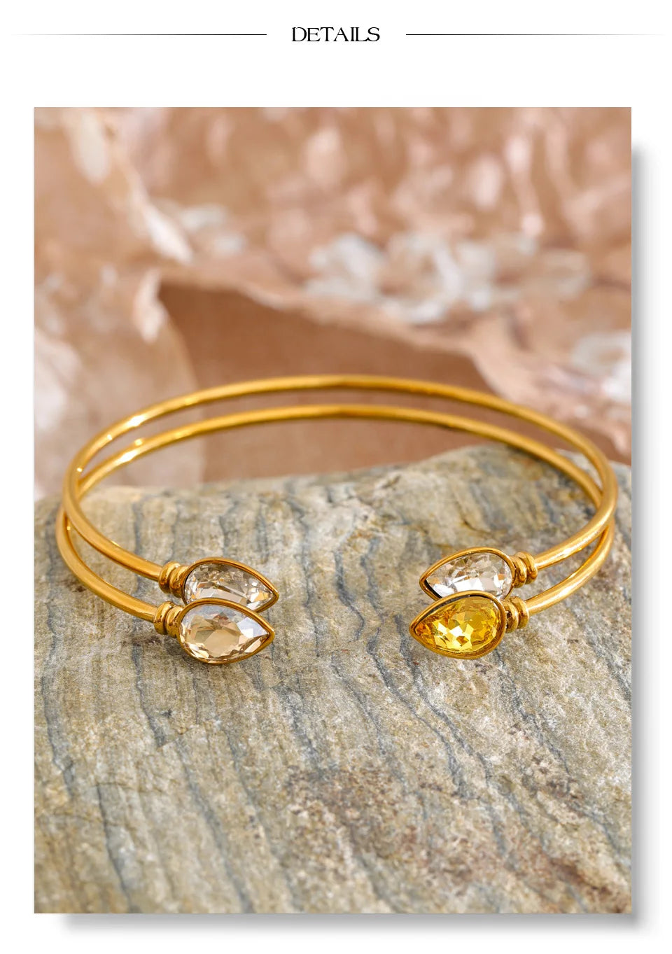 Crystal Geometric Bracelet — Gold-Plated Stainless Steel with Crystal · PS1121