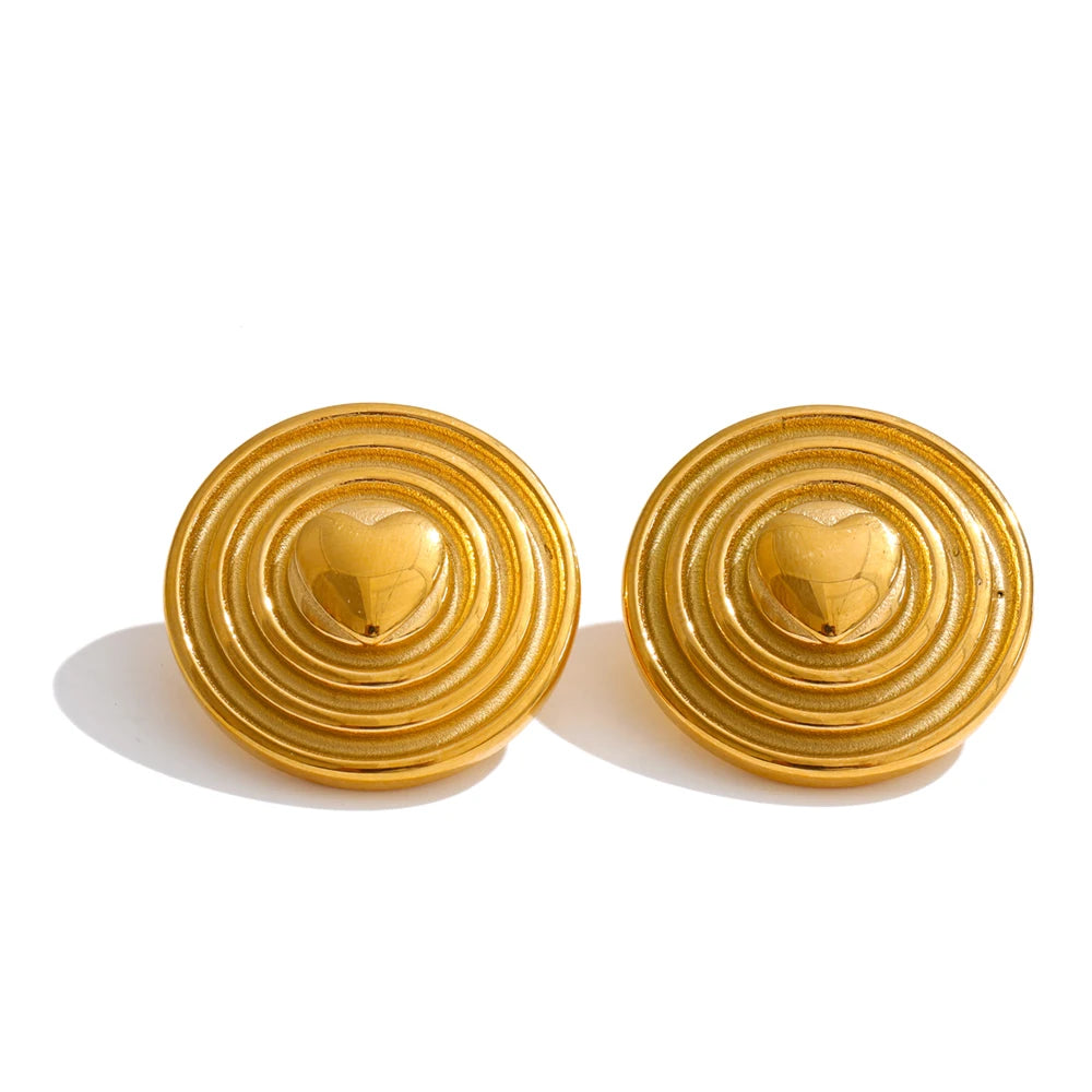 Heart geometric earrings in gold-plated stainless steel.