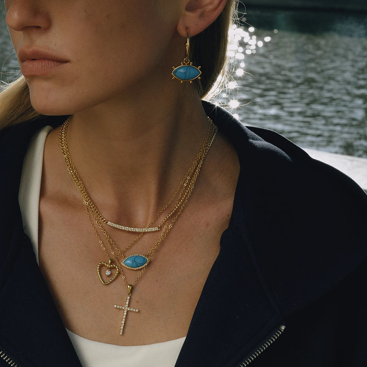 Crystal Heart Pendant Necklace — Stainless Steel · PS149