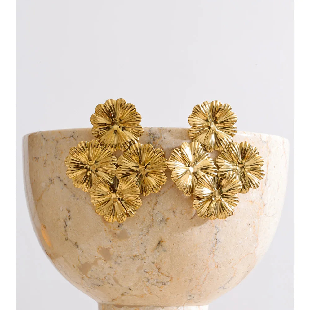 Flower Earrings — 14K Gold-Plated Stainless Steel · PS1379