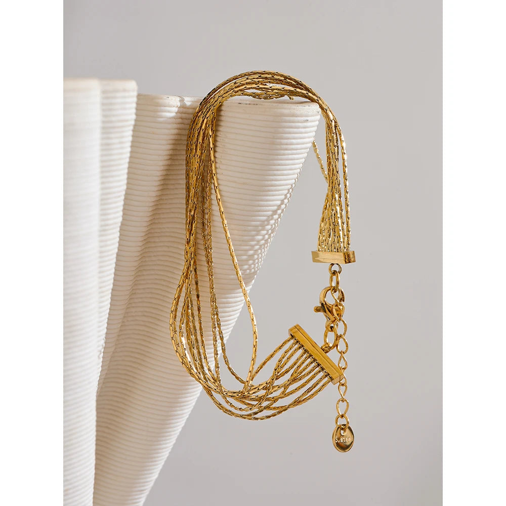 Geometric Chain Layered Bracelet — Gold-Plated Stainless Steel · PS1761