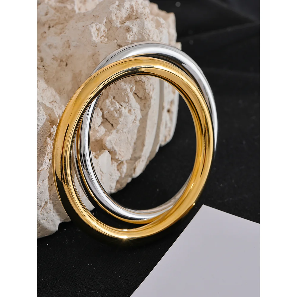 Hammered Geometric Bracelet — Gold-Plated Stainless Steel · PS2018