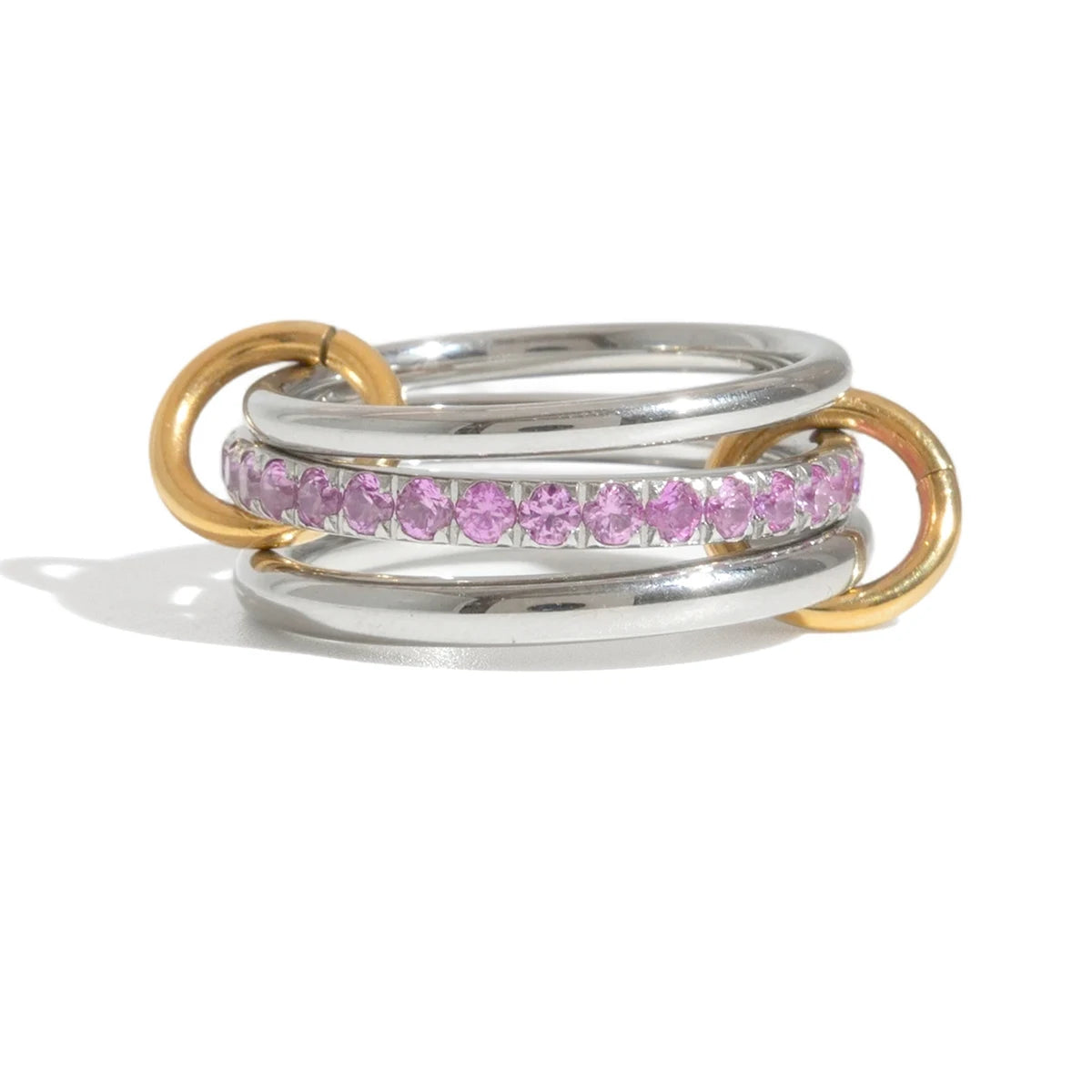 Two-Tone Crystal Ring — Stainless Steel · PS229