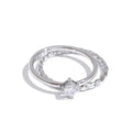 Cubic zirconia geometric ring in gold-plated stainless steel with cubic zirconia.