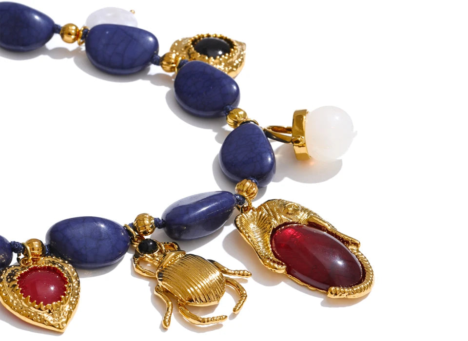 Blue Pearl Acrylic Earrings — Gold-Plated Stainless Steel with Pearl and Acrylic · PS2013