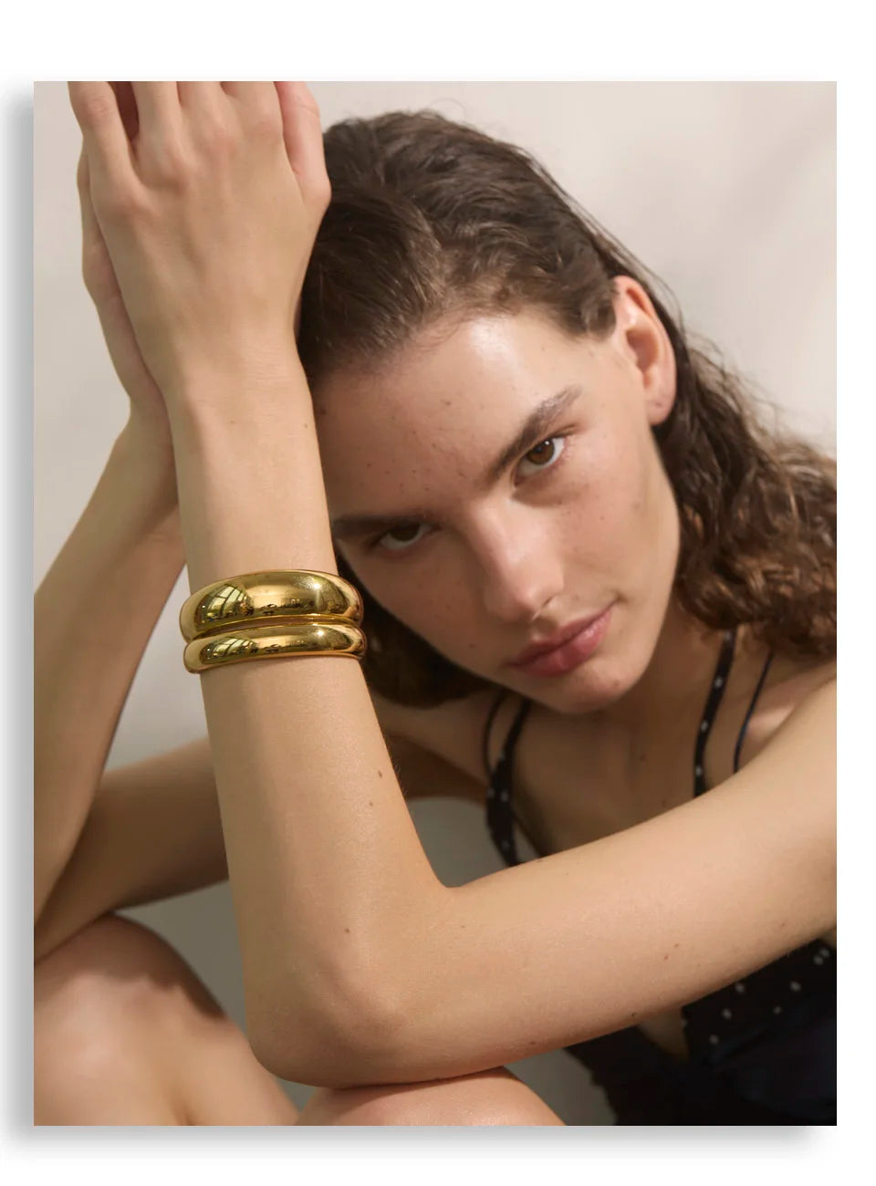 Geometric Layered Bracelet — 18K Gold-Plated Stainless Steel · PS2054