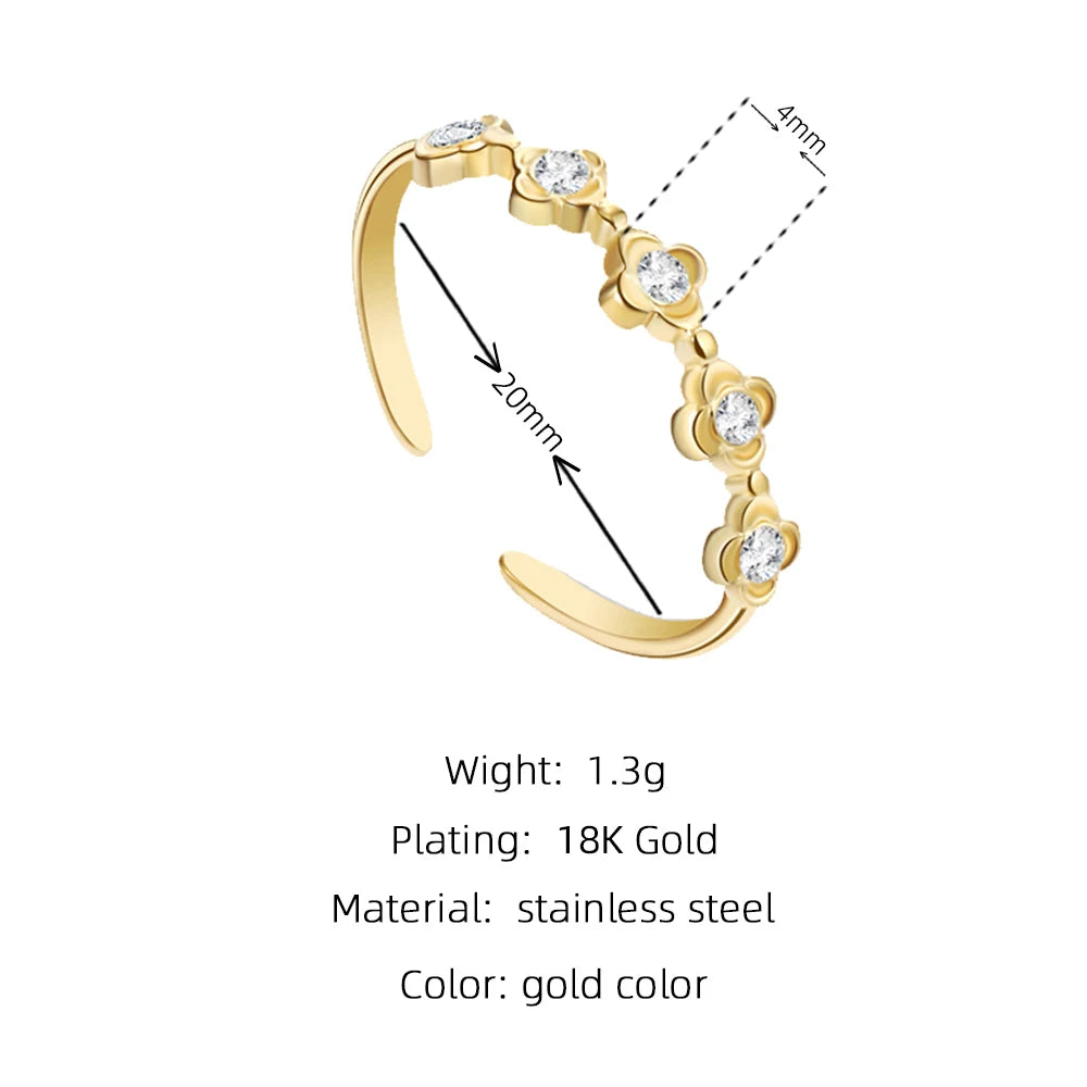 Floral Zircon Ring — 316L Stainless Steel · PS432