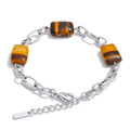 Natural Stone Geometric Chain Bracelet — Gold-Plated Stainless Steel with Natural Stone · PS984