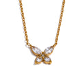 Cubic zirconia butterfly necklace in gold-plated stainless steel with cubic zirconia.