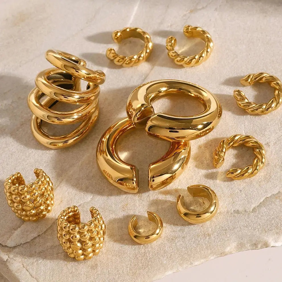 Thick Ear Clip Earrings — Stainless Steel · PS349