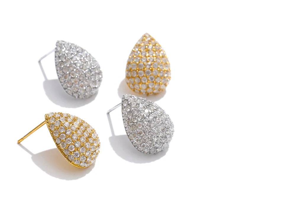 Cubic Zirconia Earrings — Gold-Plated Stainless Steel with Cubic Zirconia · PS1165