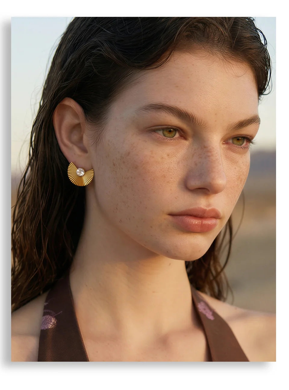 Cubic Zirconia Geometric Earrings — Gold-Plated Stainless Steel with Cubic Zirconia · PS1101