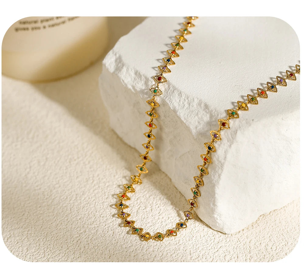 Colorful Enamel Choker Necklace — 316L Stainless Steel · PS403