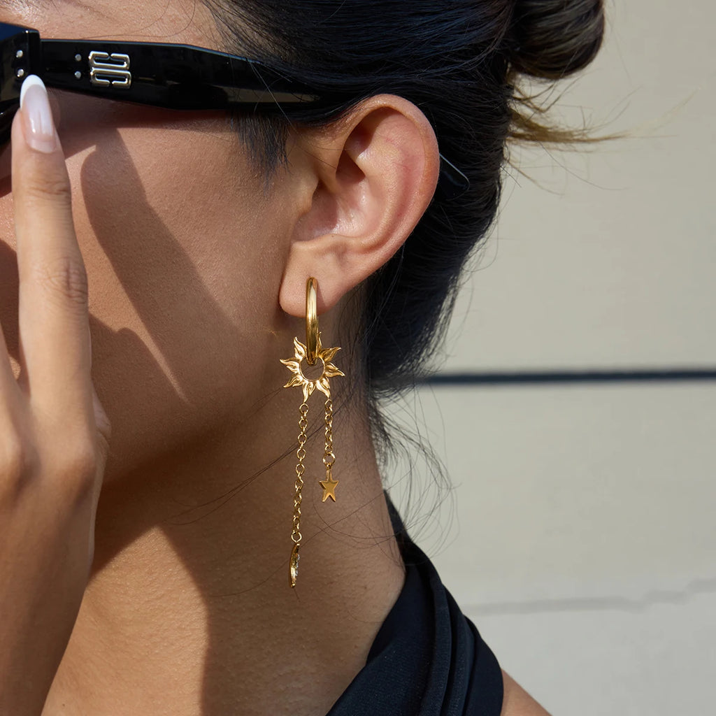 Moon Tassel Earrings — Stainless Steel · PS329