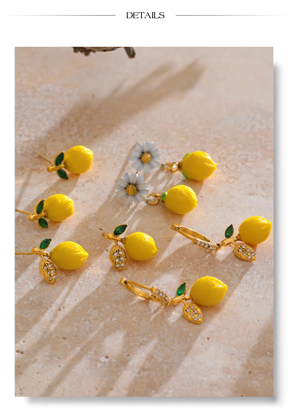 Cubic zirconia resin geometric earrings in gold-plated stainless steel with cubic zirconia and resin.