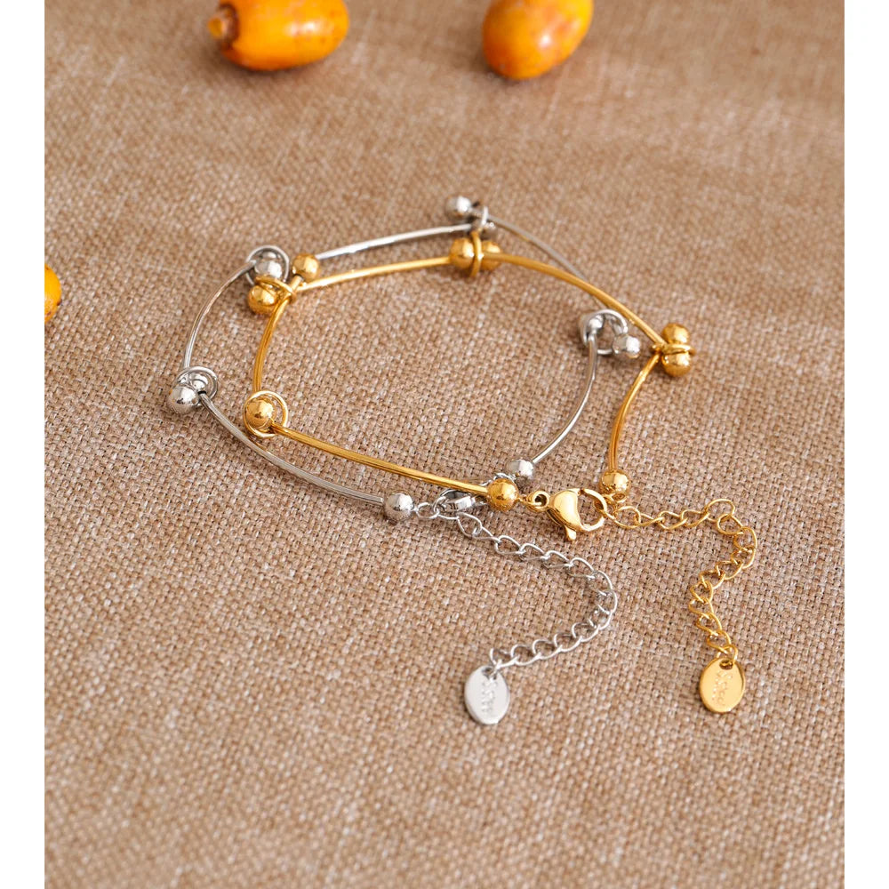 Minimalist Geometric Chain Bracelet — Gold-Plated Stainless Steel · PS1033