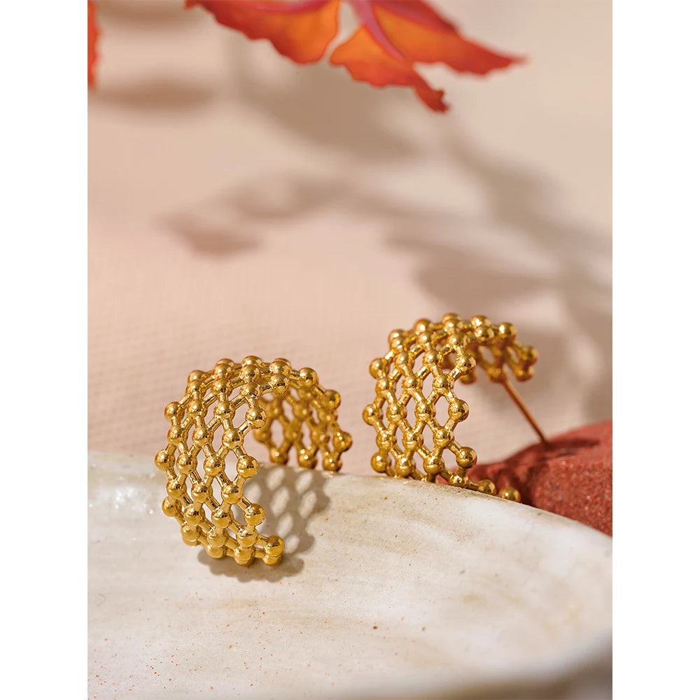 Geometric Earrings — Gold-Plated Stainless Steel · PS1597