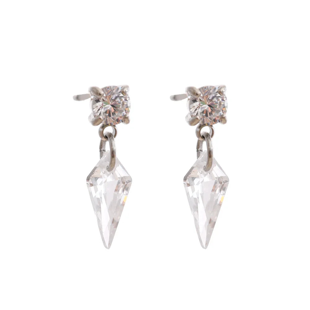 Cubic Zirconia Geometric Earrings — Gold-Plated Stainless Steel with Cubic Zirconia · PS1411