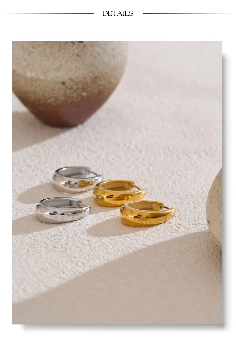 Geometric earrings in gold-plated 316L stainless steel.