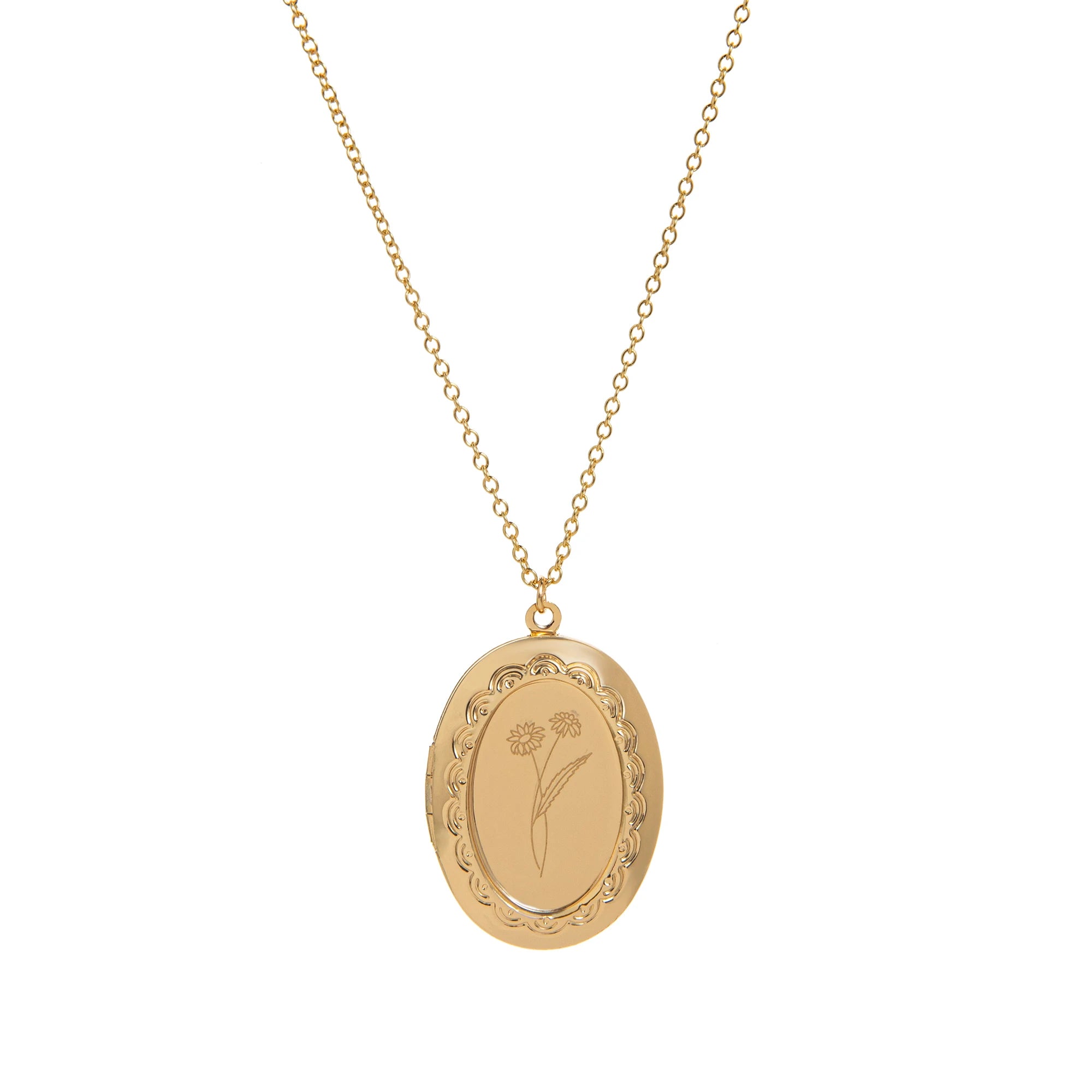 December Flower Opening and Closing Album Necklace Oval Flower Pendant Birth Flower Clavicle Chain Gold Plated Color Preserved