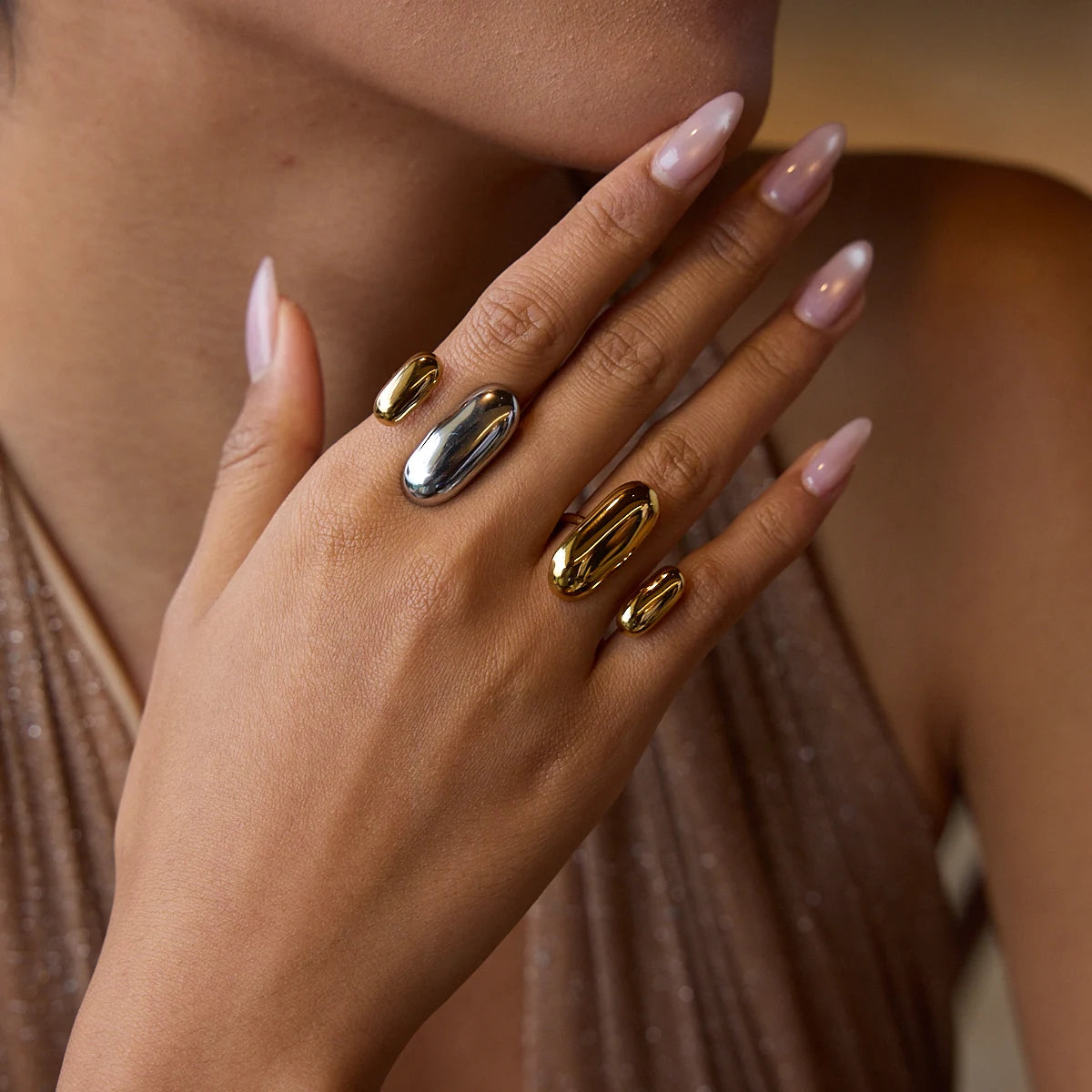 Two-Tone Elliptical Ring — Stainless Steel · PS356