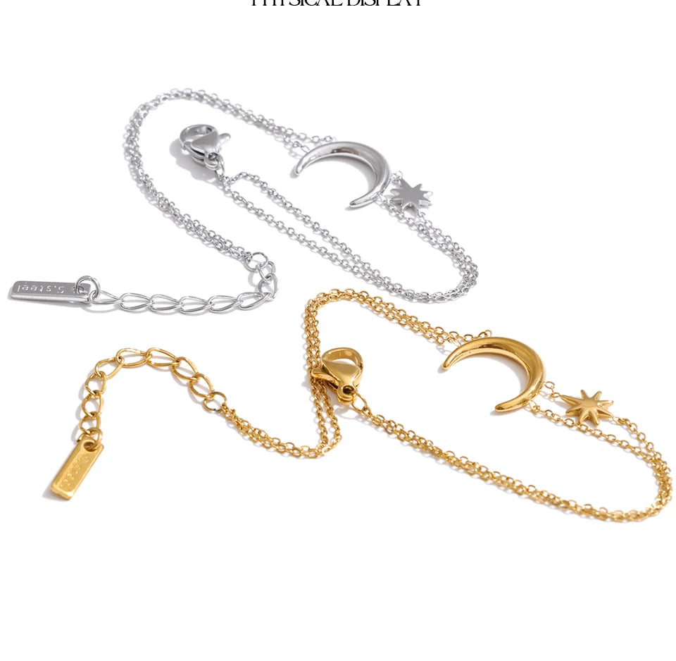 Moon Sun Chain Bracelet — Gold-Plated Stainless Steel · PS1073